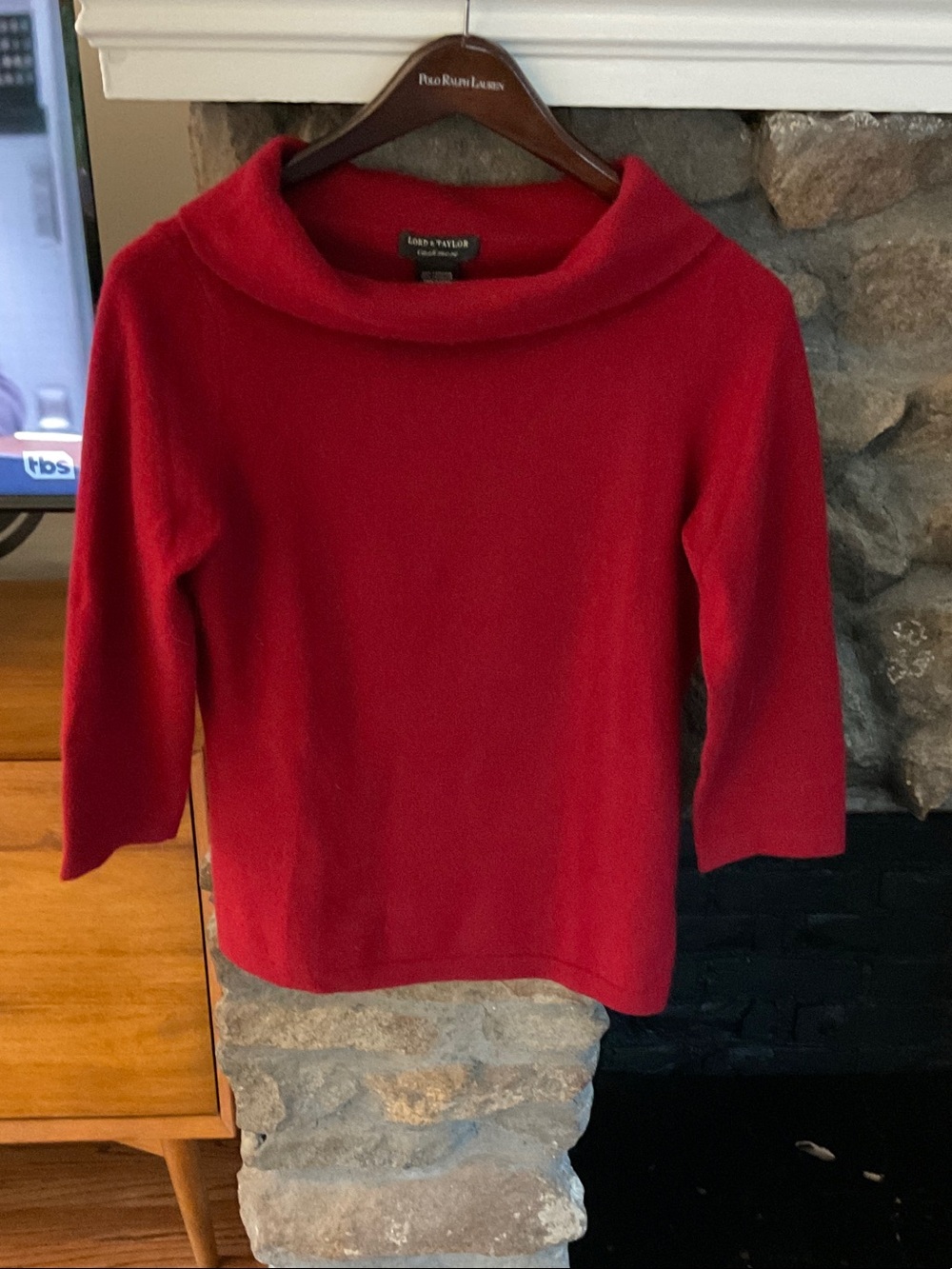 Lord $ Taylor Cshmere Bright Red Cowl Neck Sweater